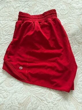 lululemon athletica Red Athletic Shorts- Hotty Hot High Rise 4”